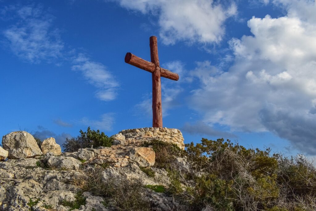 cross, nature, wooden, sky, clouds, landscape, religion, christianity, ayia napa, cyprus, blue cross-3051123.jpg